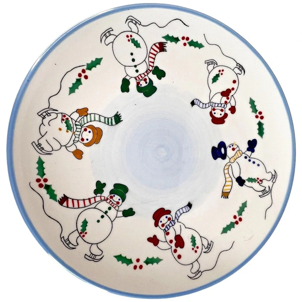 3 Temptations by Tara Snowman Plates Cake Dinner Salad‎ Serving Set Winter Xmas